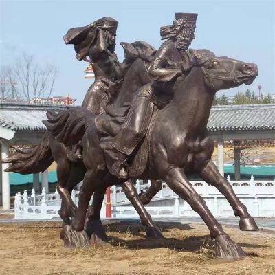 戶外廣場玻璃鋼仿銅園林少數民族人物景觀