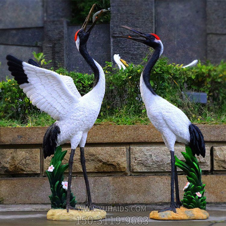 玻璃鋼仿真仙鶴戶外園林池塘動物擺件雕塑