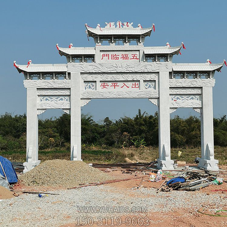 大理石石雕戶外園林大型中式牌坊雕塑