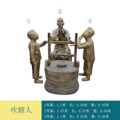 玻璃鋼仿銅園林吹糖人的人物景觀(guān)