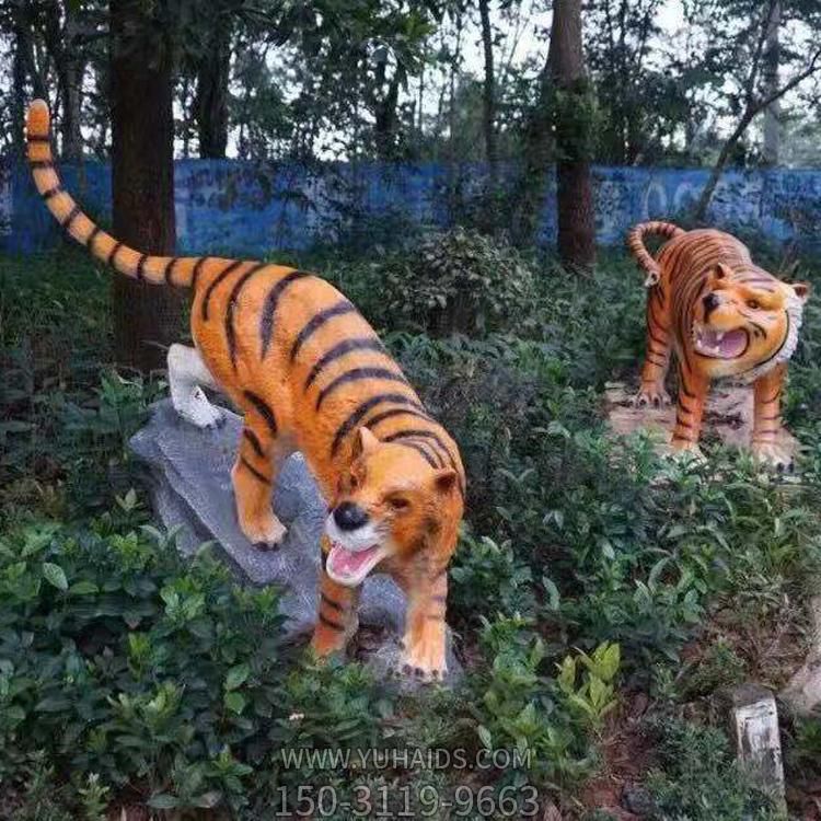 動物園景區玻璃鋼仿真動物老虎雕塑