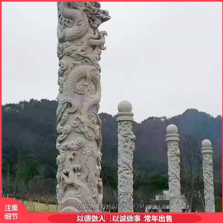 盤(pán)龍戶(hù)外廣場(chǎng)大型大理石石雕龍柱雕塑