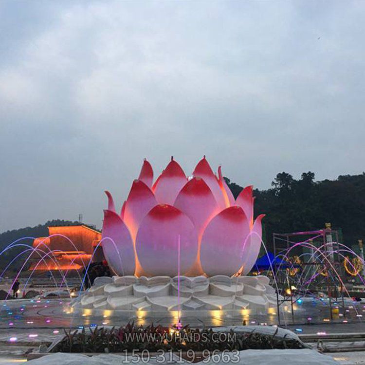 大型不銹鋼噴漆漸變蓮花抽象雕塑城市廣場景點小區美陳擺件