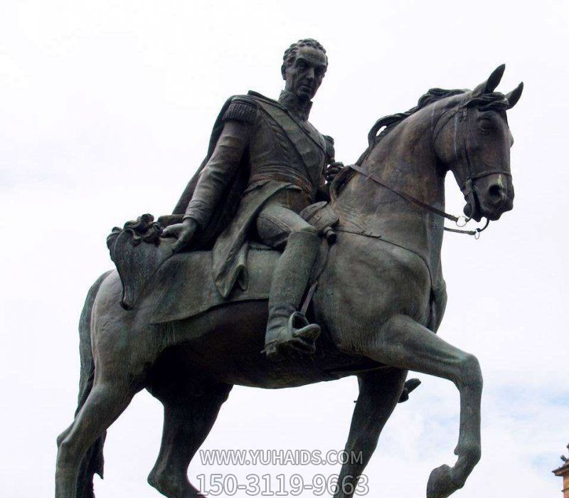 公園景區的西方人物銅雕騎馬雕塑