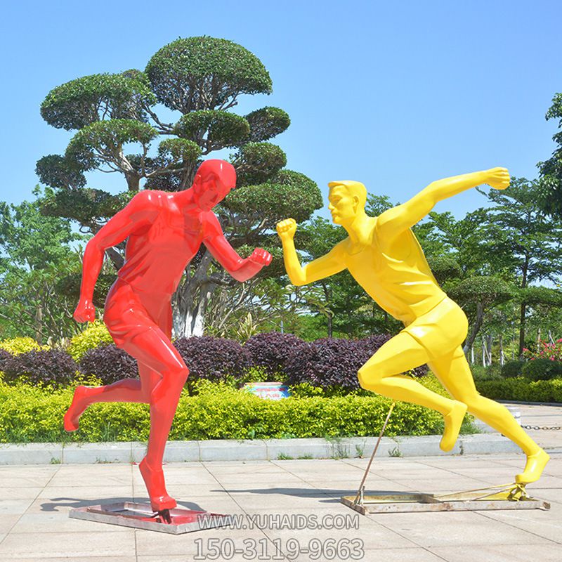 公園林景觀玻璃鋼彩繪跑步運(yùn)動(dòng)人物雕塑擺件