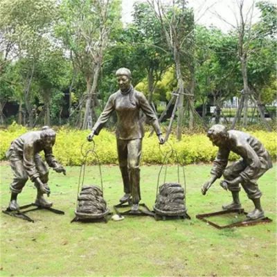 玻璃鋼仿銅人物景觀 城市街道創意園林景觀