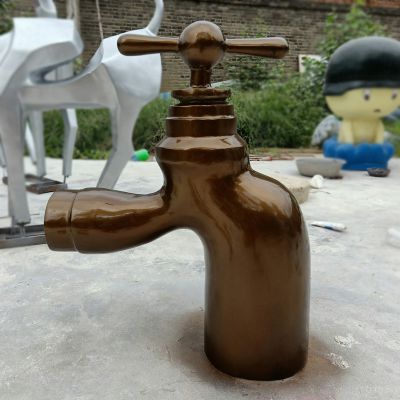 玻璃鋼仿銅懸空流水水龍頭雕塑擺件廣場噴泉園林噴泉水龍頭雕塑_889