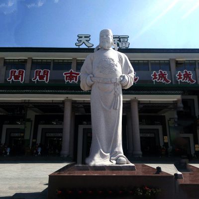 學(xué)院公園擺放漢白玉歷史人物李世民石雕塑