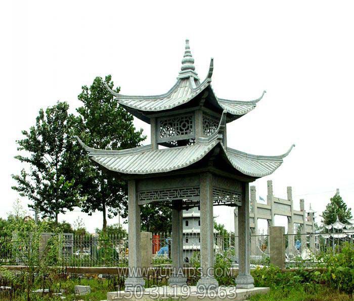 花崗巖仿古建鏤空學(xué)院草坪擺放涼亭雕塑