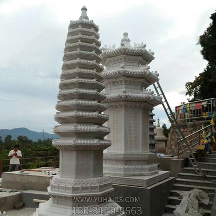 漢白玉九層文昌塔石雕寺院景區擺放石雕寶塔雕塑