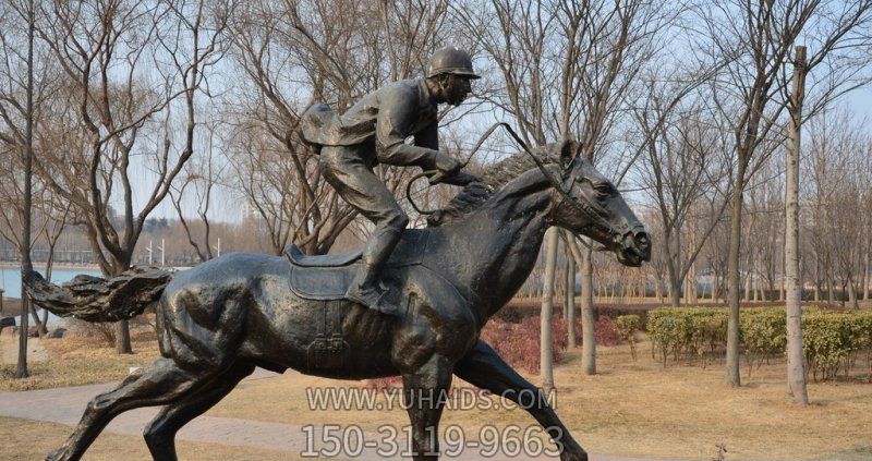 戶外公園銅雕戰士騎馬雕塑