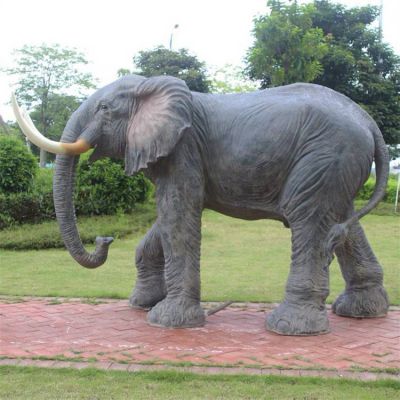 玻璃鋼仿真動物園林大型大象雕塑